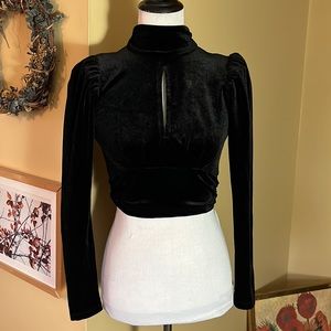 Boutique Size: Small Velvet High Neck Open Bust & Back Tie-Waistline
